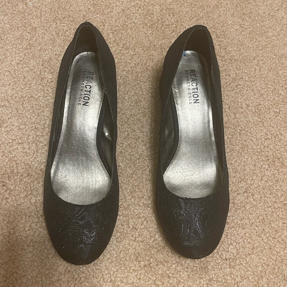 Kenneth Cole Reaction Black Block Sparkle Heel Pump Heels Size 7.5